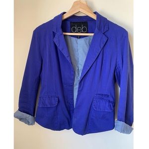 Cropped Open Front Royal Blue Blazer